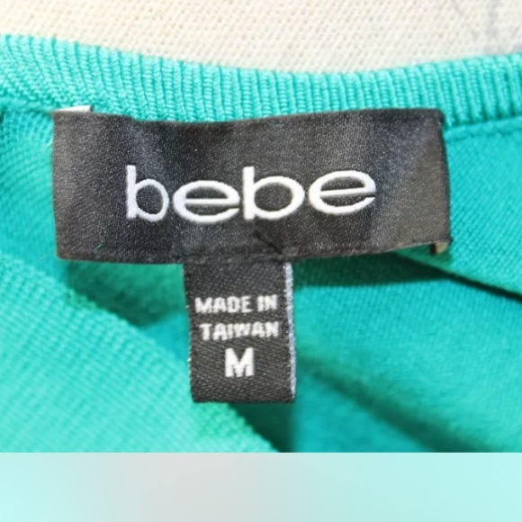 Bebe turquoise blue Ruffled Halter Tier Dress Jersey Medium - Picture 13 of 13